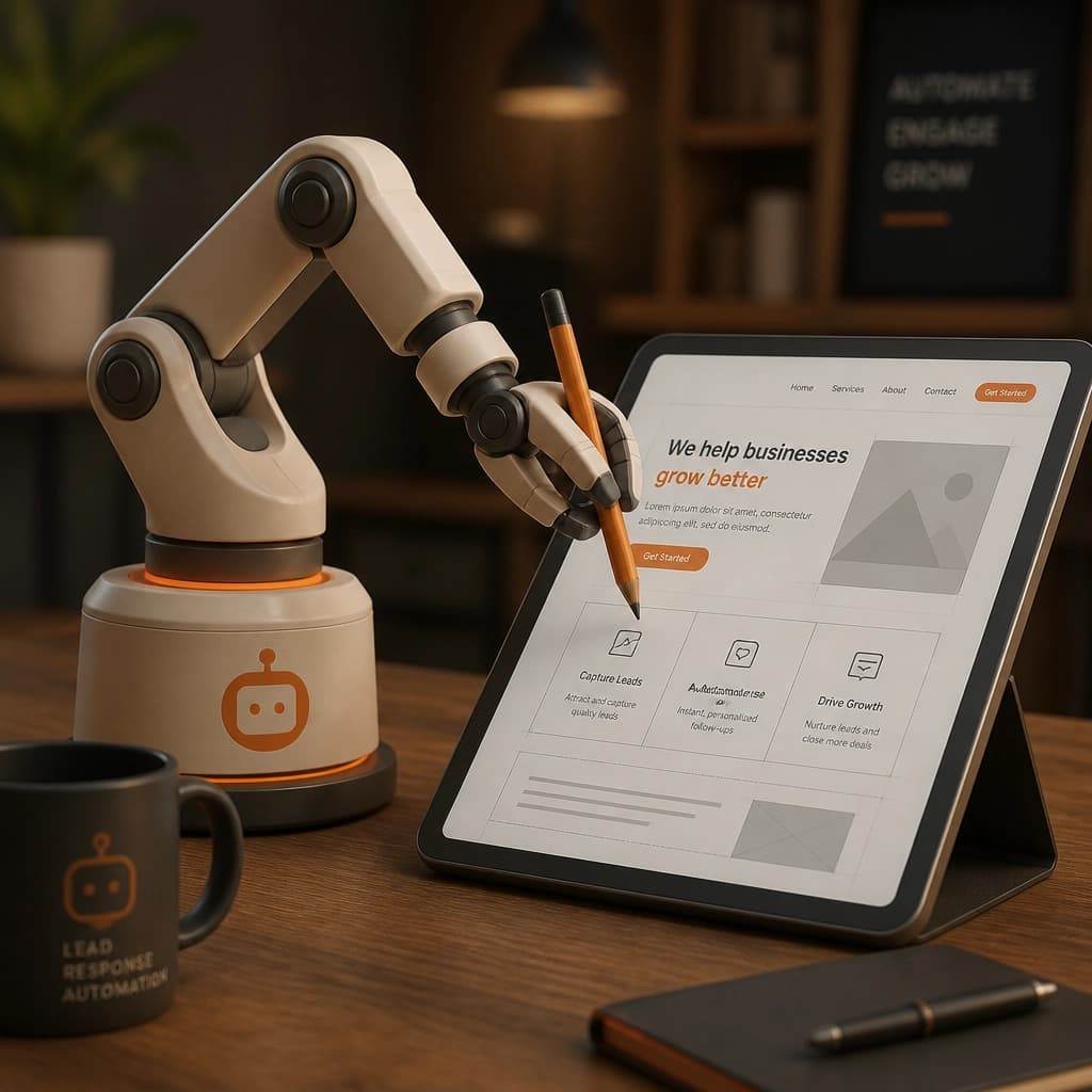 A stylized representation of an AI sidekick helping with design and automation