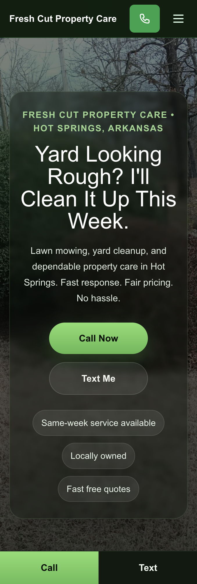 Local service website preview — clear structure and mobile-friendly layout